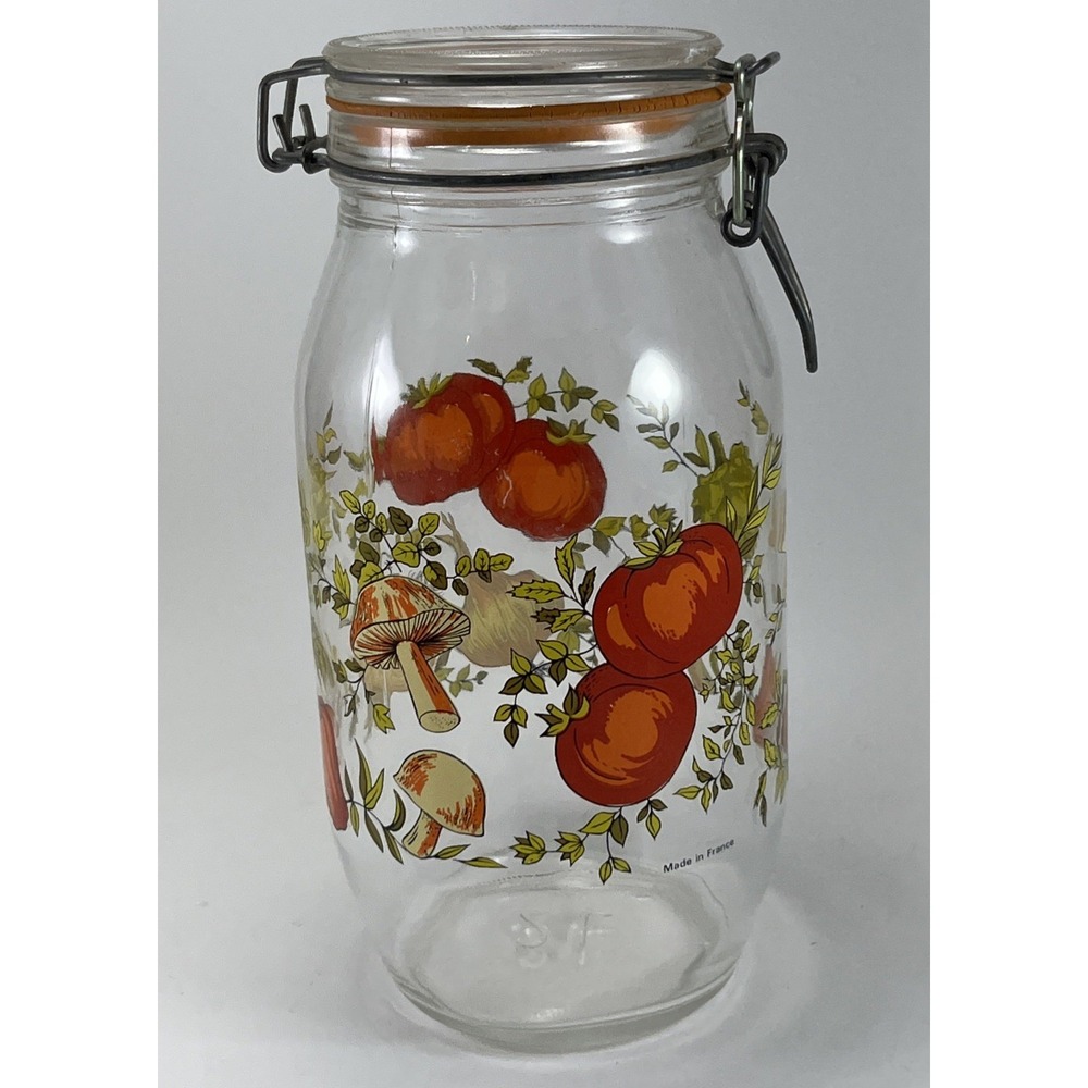 Vintage ARC SPICE of LIFE 2L Glass Jar Canister France Mushroom Cottagecore Boho - Picture 9 of 16